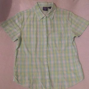 Green plaid blouse